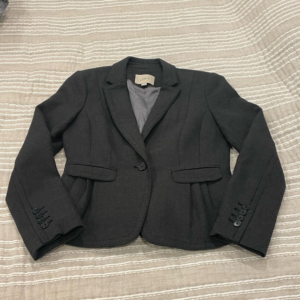 LOFT Black Women's Blazer 0P Gray